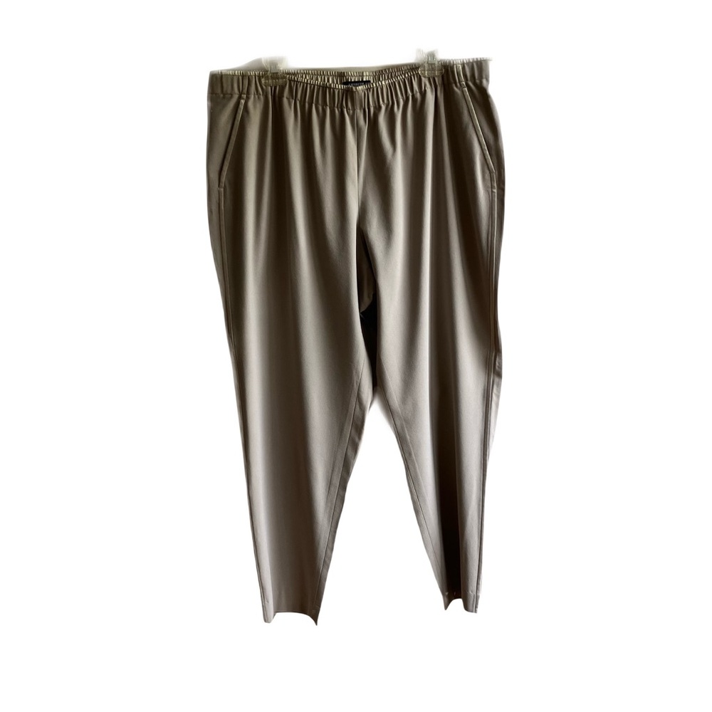 Lafayette 148 New York Taupe Pull On Pants Size XXL Pockets Office Tuxedo Stripe